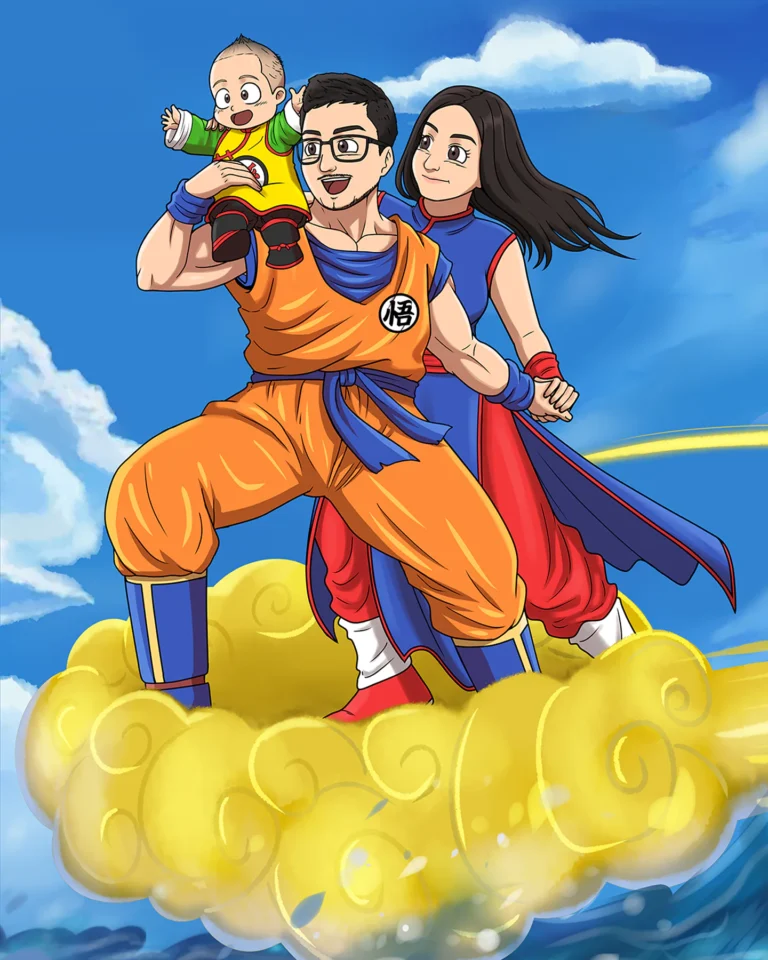 Dragon Ball Custom Cartoon Portrait design, personalized and affordable for anniversaries and birthdays. Order your custom design online at customartcapital.com