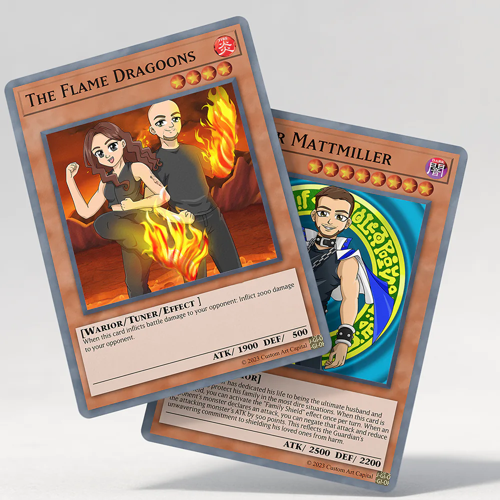 Yugioh Custom Portrait Card, personalized and affordable for anniversaries and birthdays. Order your custom design online at customartcapital.com