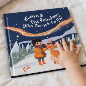 Child and The Reindeer who forgot to fly custom storybook custom art capital