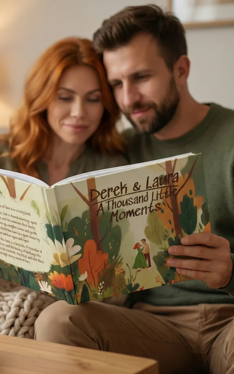 0_Storybook Couple holding personalized book by custom art capital