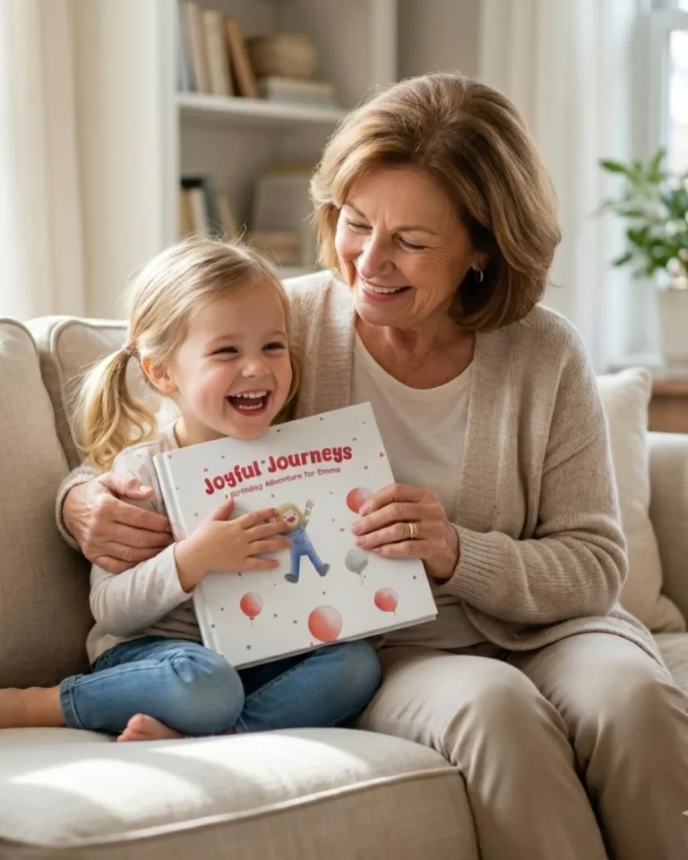 0_Storybook grand daughter holding personalized storybook by custom art capital